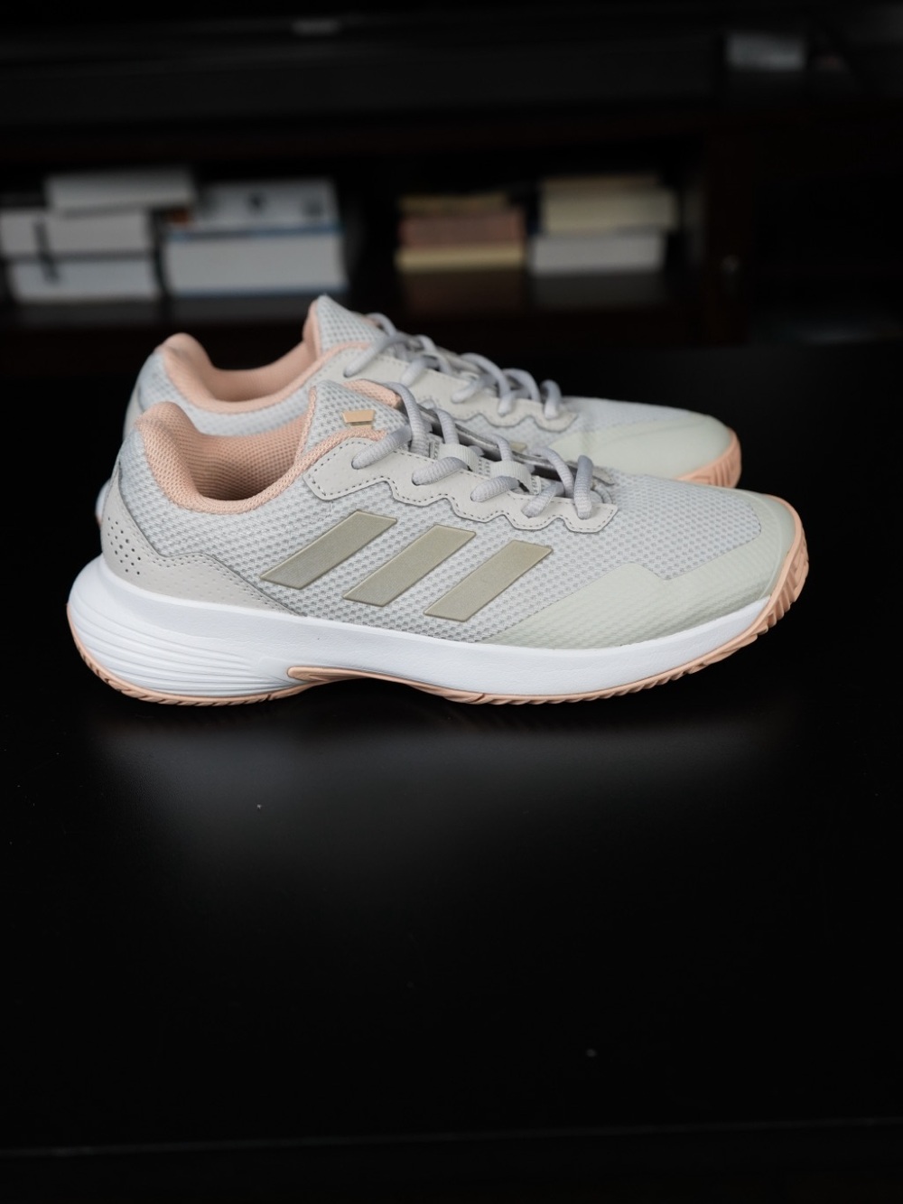 Adidas Women’s Light Gray and Peach Running Sneakers